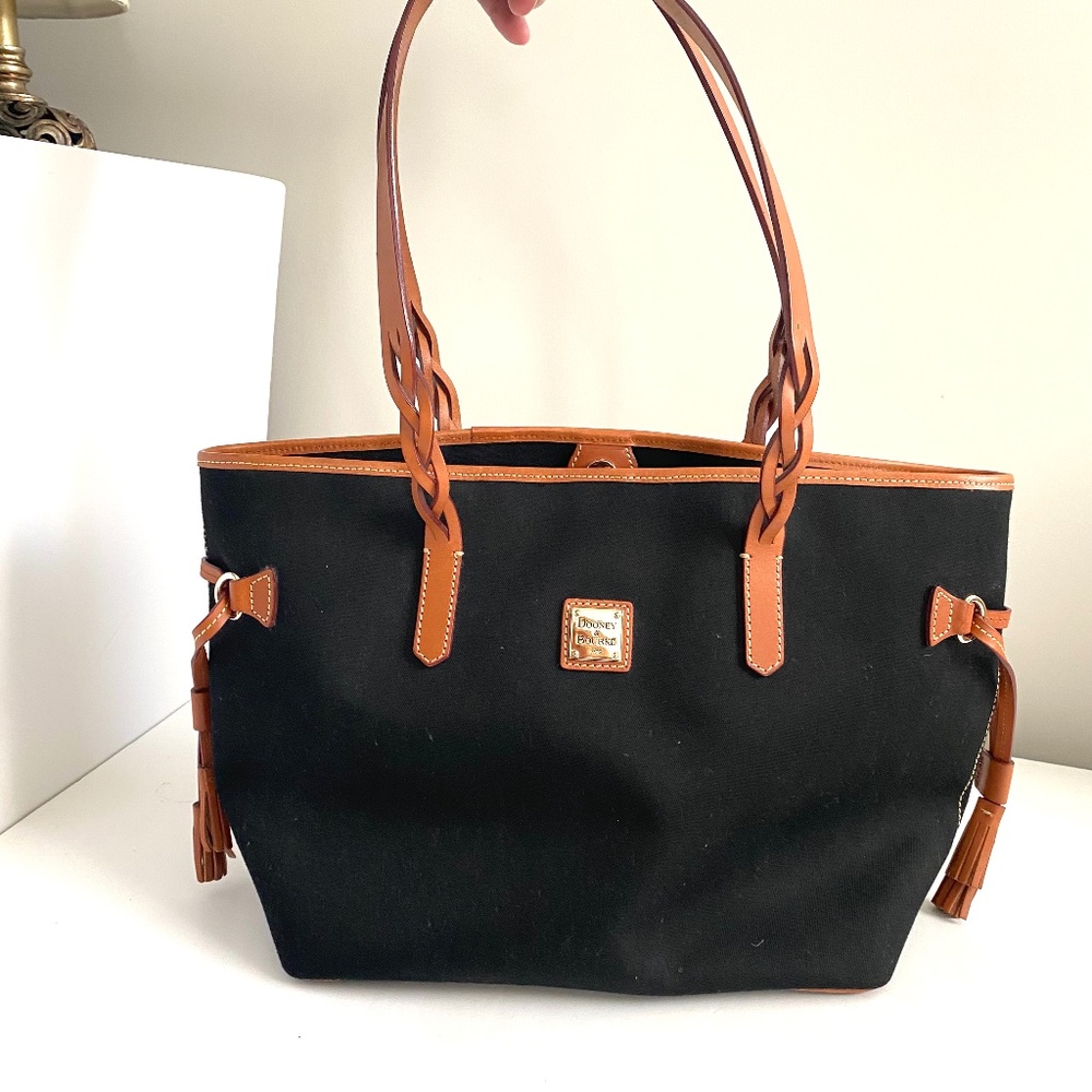 Dooney & Bourke Black Cabriolet Canvas & Leather Trim Tote